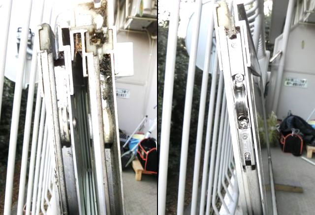 サッシの戸車修理　交換　名古屋市天白区
